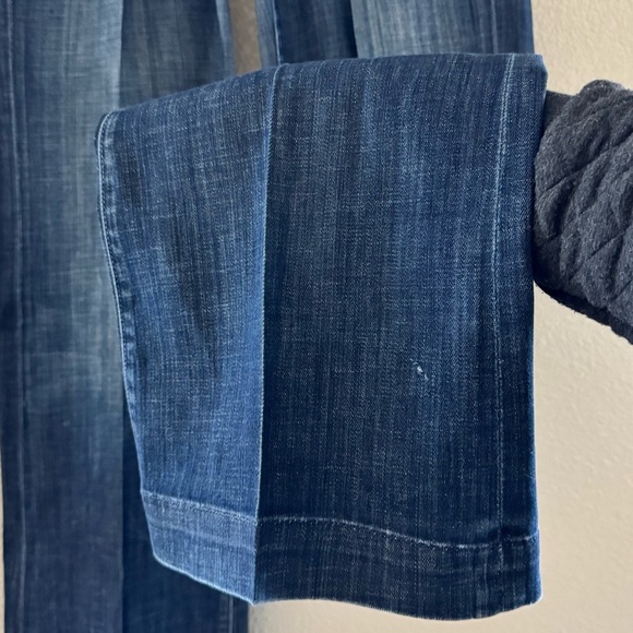 7 For All Mankind Dojo Jeans Low Rise Flare Western Y2K Dark Denim Blue 30 - Picture 9 of 16